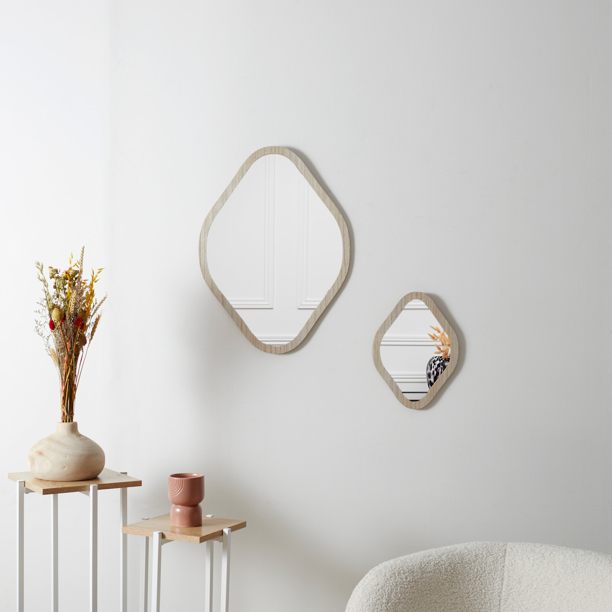 Miroir Deco Contour Bois Losange H60cm Elio
