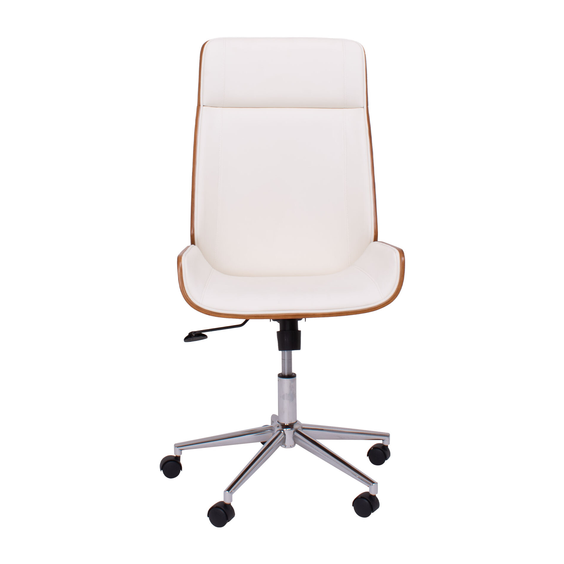 Svezia - Sedia da Ufficio Direzionale 54x109/119x42 cm in legno Parawood e Similpelle Bianco