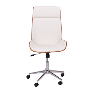 Svezia - Sedia da Ufficio Direzionale 54x109/119x42 cm in legno Parawood e Similpelle Bianco