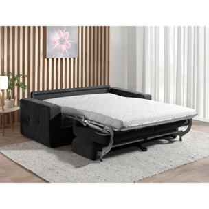 Sacha - canapé 3 places convertible - couchage quotidien - matelas 12 cm - en velours côtelé - Gris foncé