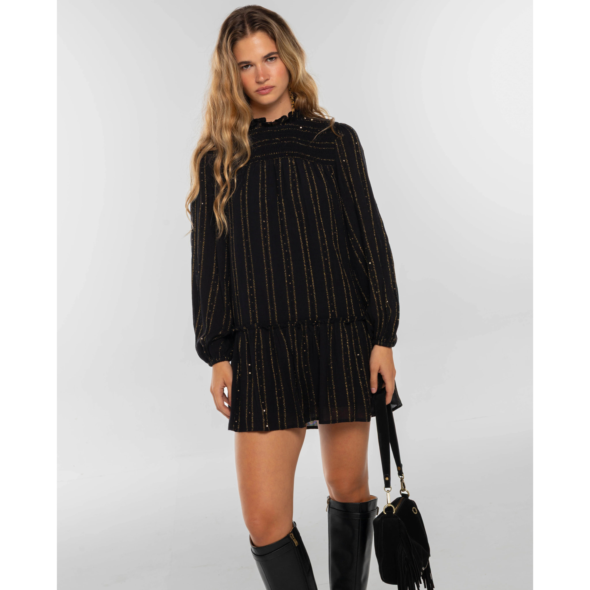 Vestido corto con lúrex de mujer