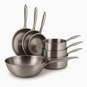 Batterie de cuisine 7 pièces en acier inoxydable - tous feux TRIPLY