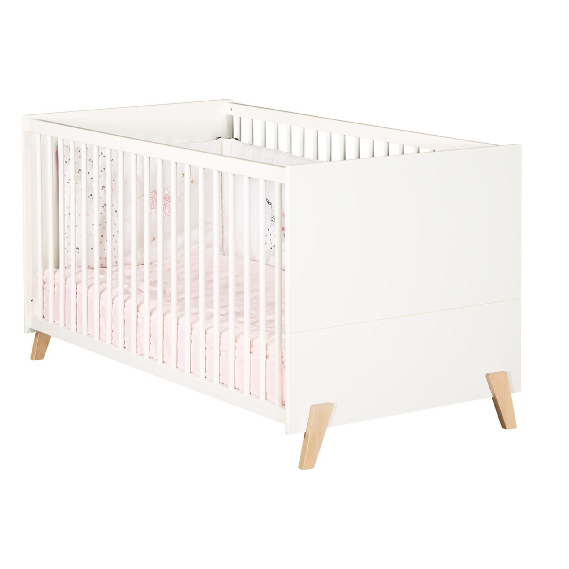 Lit évolutif 140x70 - Little Big Bed sur pieds en bois blanc