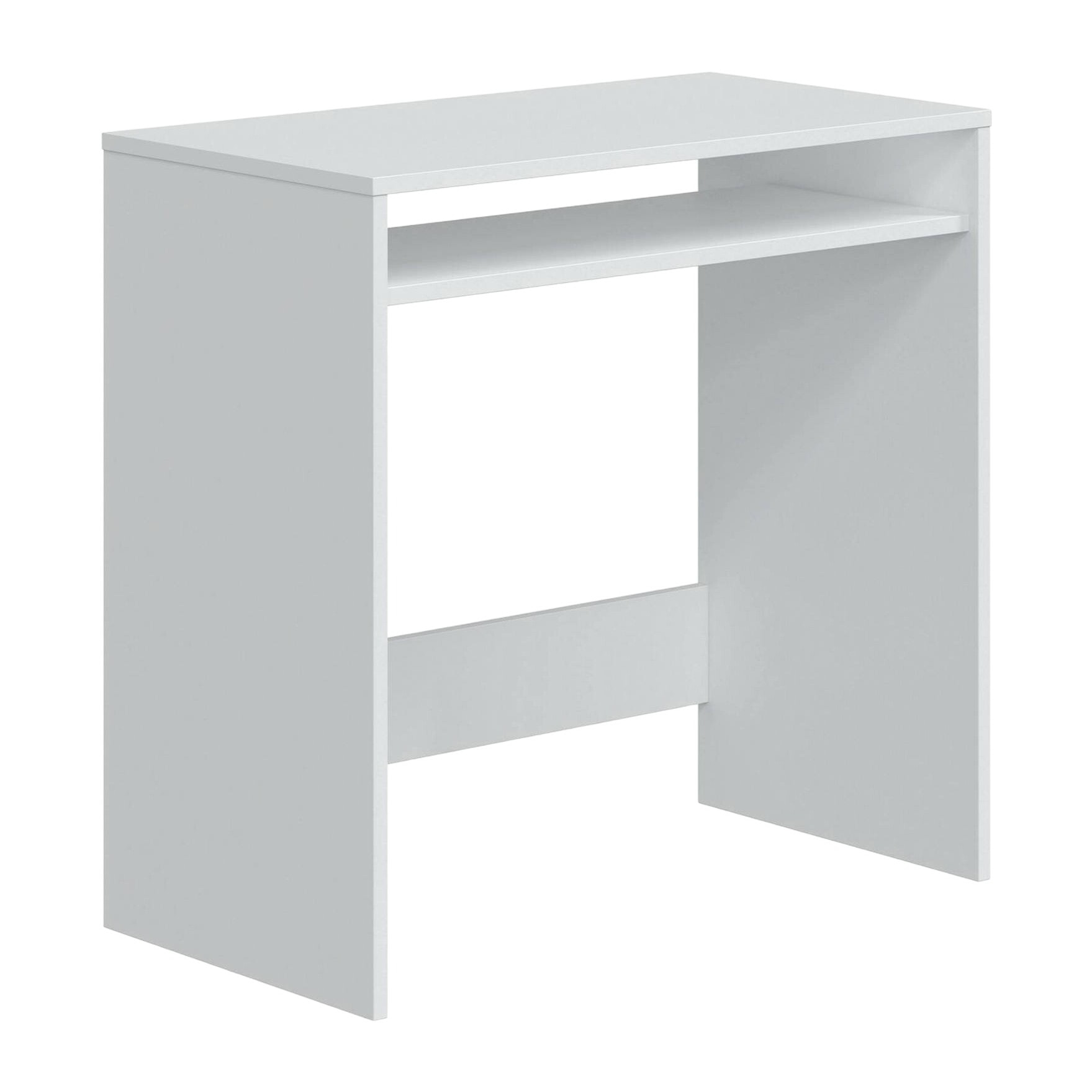 Scrivania Portland, Scrittoio lineare con ripiano fisso, Tavolo da studio o ufficio porta PC, 79x43h78 cm, Bianco