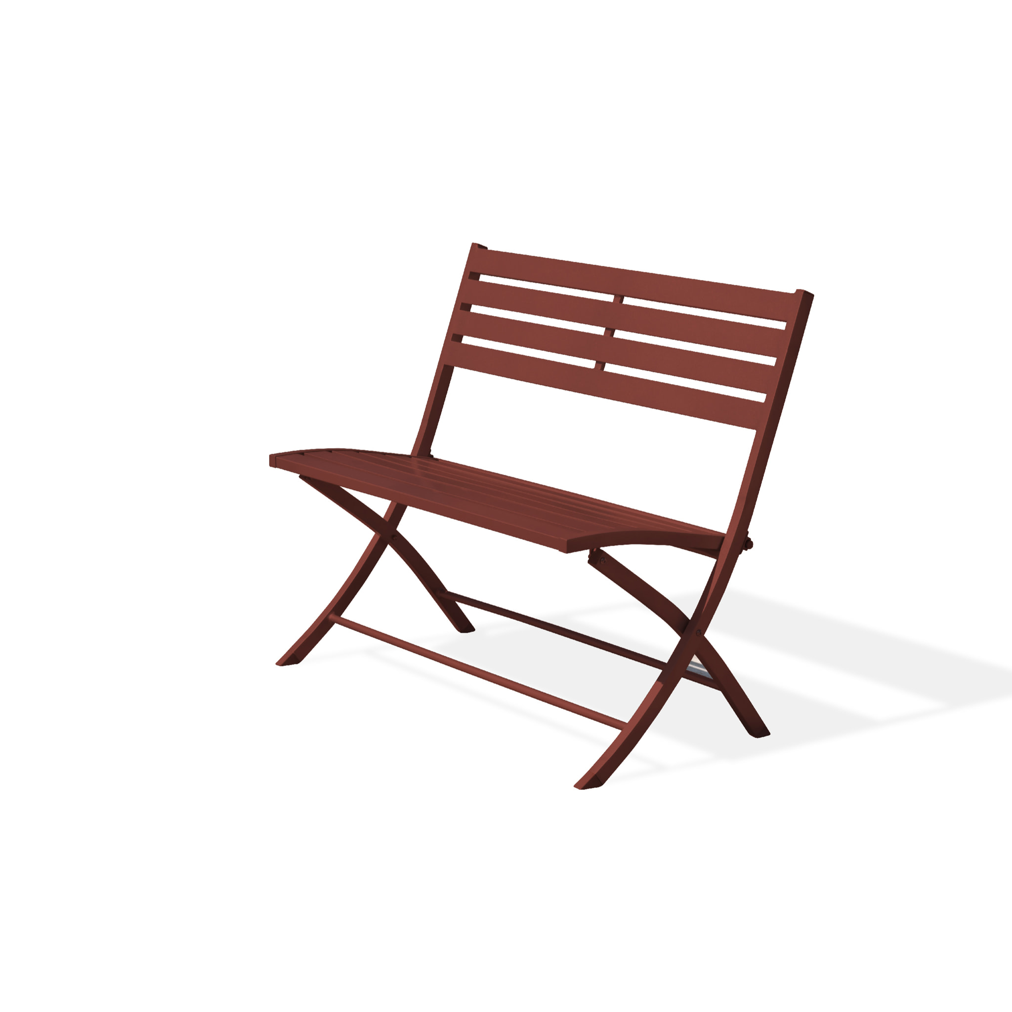 MARIUS - Banc de jardin pliant en aluminium rouge carmin