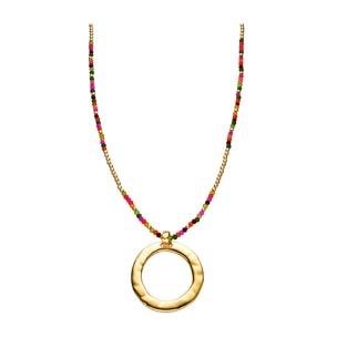 Collar con Cristal Rosa acabado oro 18k