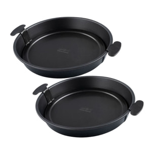 Ensemble de 2 Moules à gâteau et quiches rond de 28 cm avec fond amovible Zenker Black Metallic