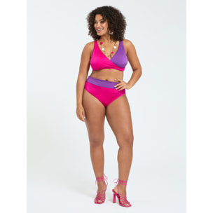 Fiorella Rubino - Bikini cruzado color block - Fuchsia