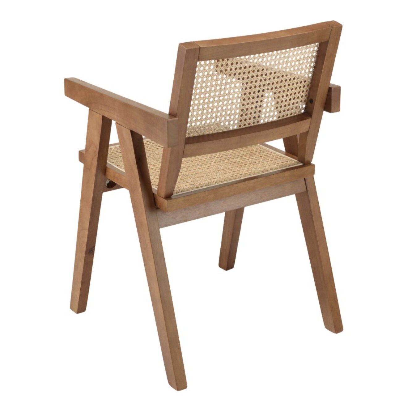 AGATHE- Fauteuil en bois d'Hévéa foncé dossier et assise rotin naturel