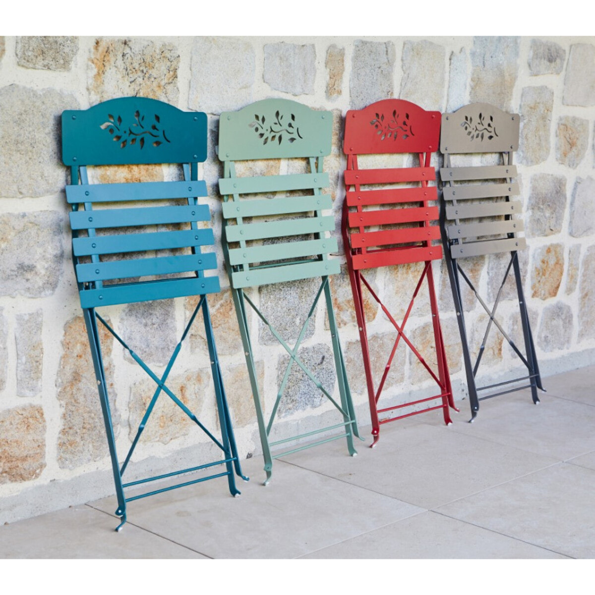 Ensemble table et chaises de jardin - 4 places - Gris Anthracite - VENONE