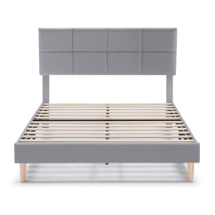 Estructura de cama tapizada Silvi de 30 cm Gris Claro