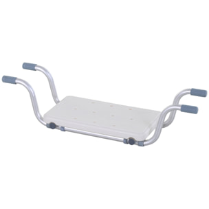 Siège de baignoire - siège de bain suspendu réglable - tabouret de salle de bain - dim. 71-81L x 22l x 18H cm - alu. HDPE blanc