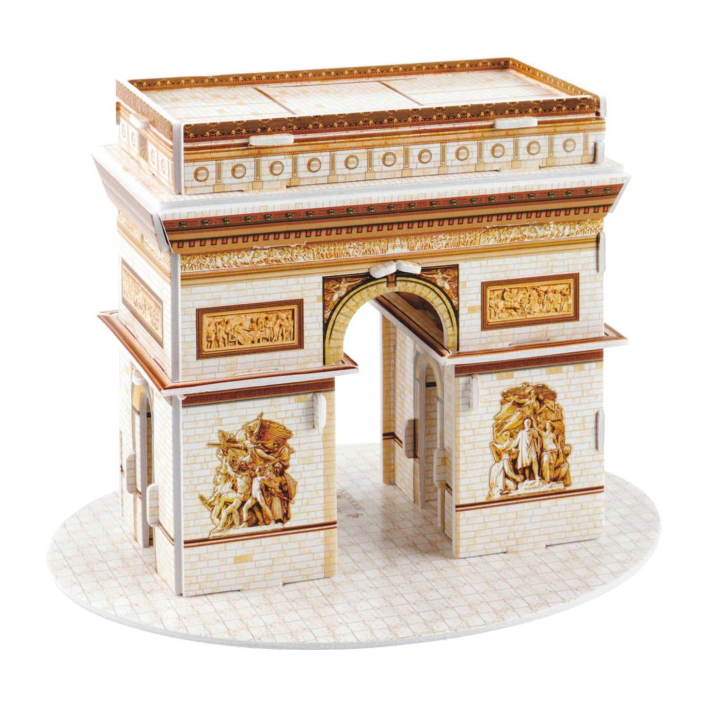 Puzle 3D de cartón del Arco de Triunfo situado en París. 18 piezas.