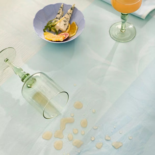 Set pur coton enduit motif jacquard Mille iris d'eau aqua