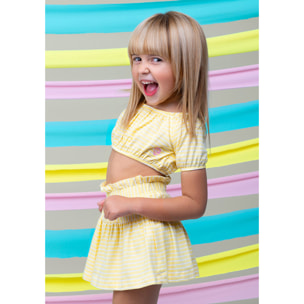 Top De Niña Rayas En Amarillo