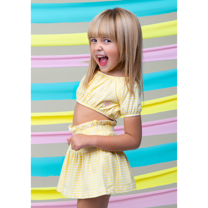 Top De Niña Rayas En Amarillo