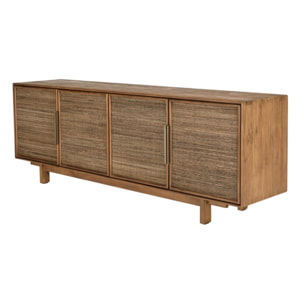 SIXTINE - Buffet en bois de teck recyclé naturel 4 portes