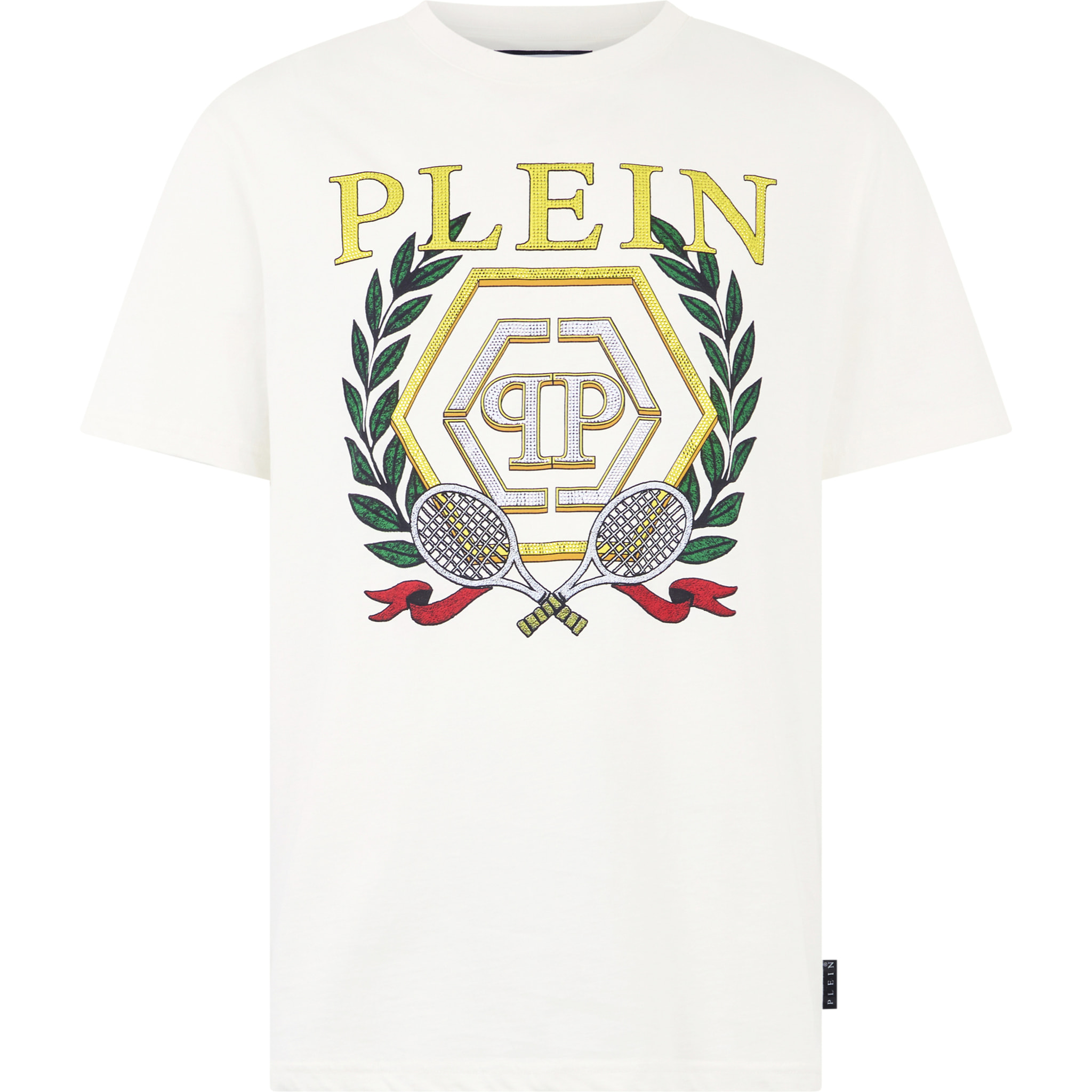 PHILIPP PLEIN Round Neck T-Shirt Tennis Crest