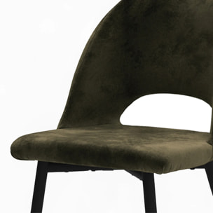 Pack 2 chaises et 2 chaises de bar 65 cm en velours vert - Pénélope