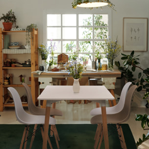Pack Mesa Grande Cuadrada + 4 Sillas (2 Bl+2Beige)