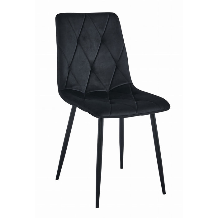Sedia LIBRA in velluto nero con gambe in metallo