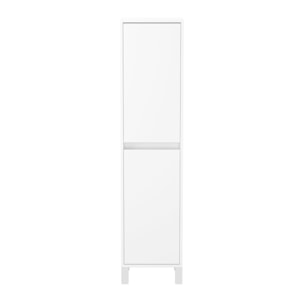 Colonne de rangement Blanc Laqué sur Pieds - Hauteur 160 cm - 2 Portes - XENOS