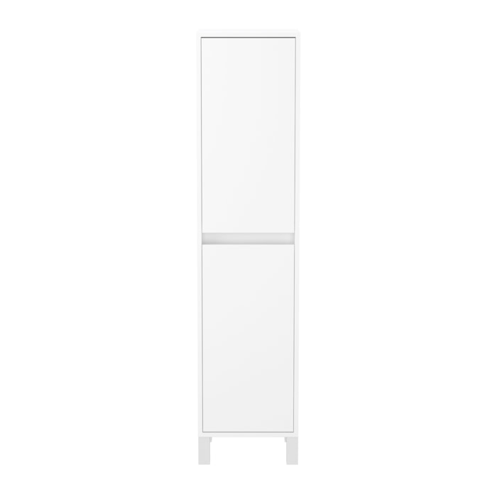 Colonne de rangement Blanc Laqué sur Pieds - Hauteur 160 cm - 2 Portes - XENOS