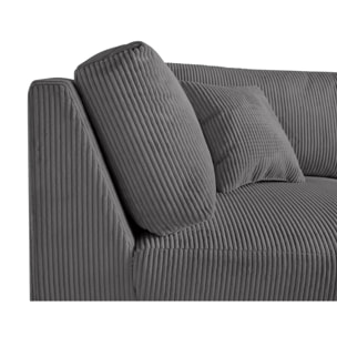 Garance - module d'assise d'angle réversible - en velours côtelé - Gris foncé