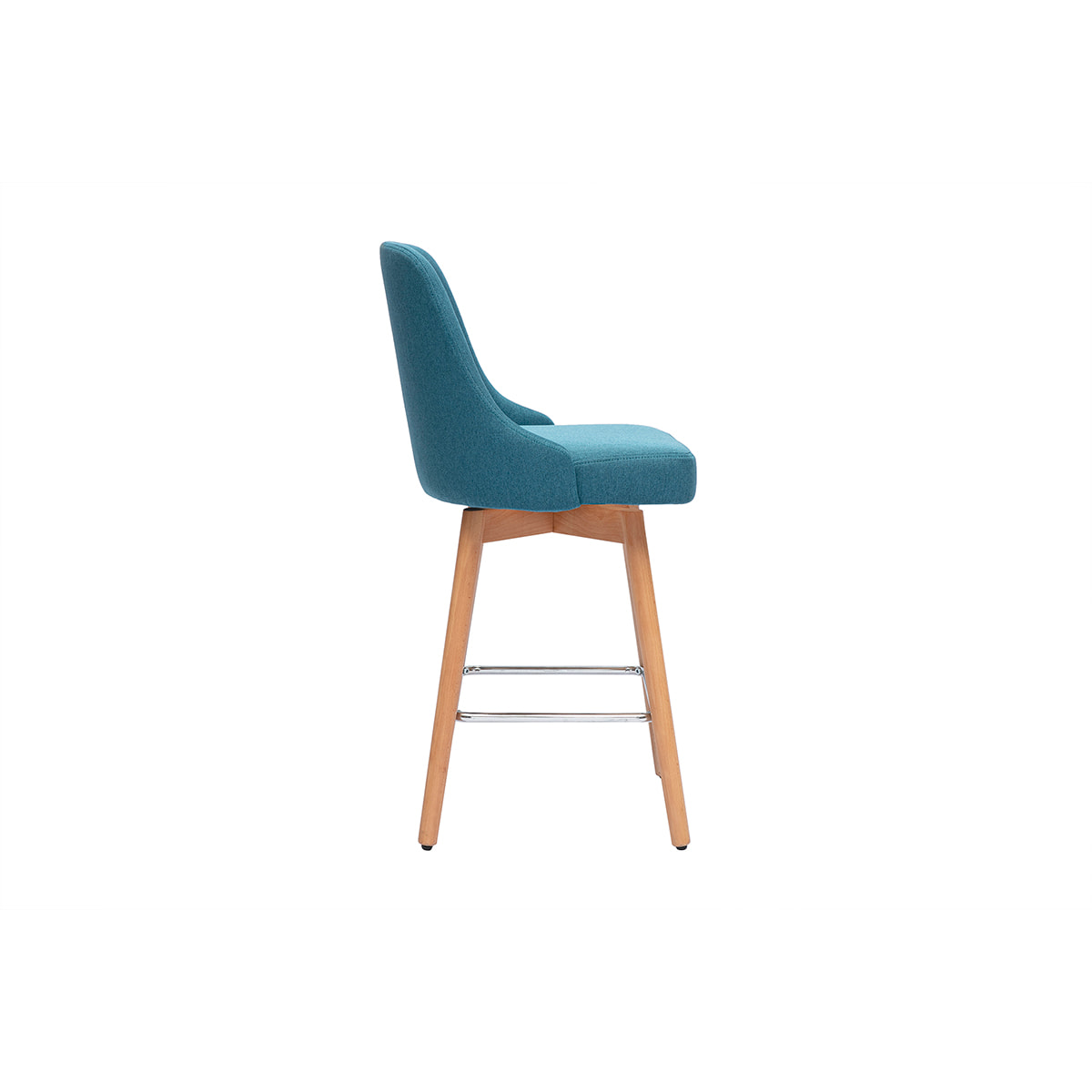 Tabourets de bar scandinaves pivotants 360° en tissu bleu canard et bois hêtre massif H65 cm (lot de 2) HASTA