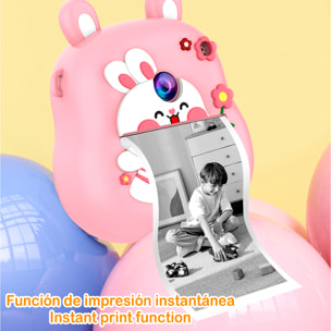 Fotocamera per bambini da 50MP, video 1080p, fotocamera duale, schermo da 2" e zoom digitale 16x. Con stampa istantanea. Design dinosauro.