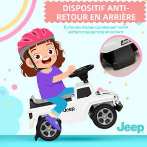 Porteur enfant voiture 18-36 mois klaxon bruit moteur coffre butée arrière anti-basculement blanc