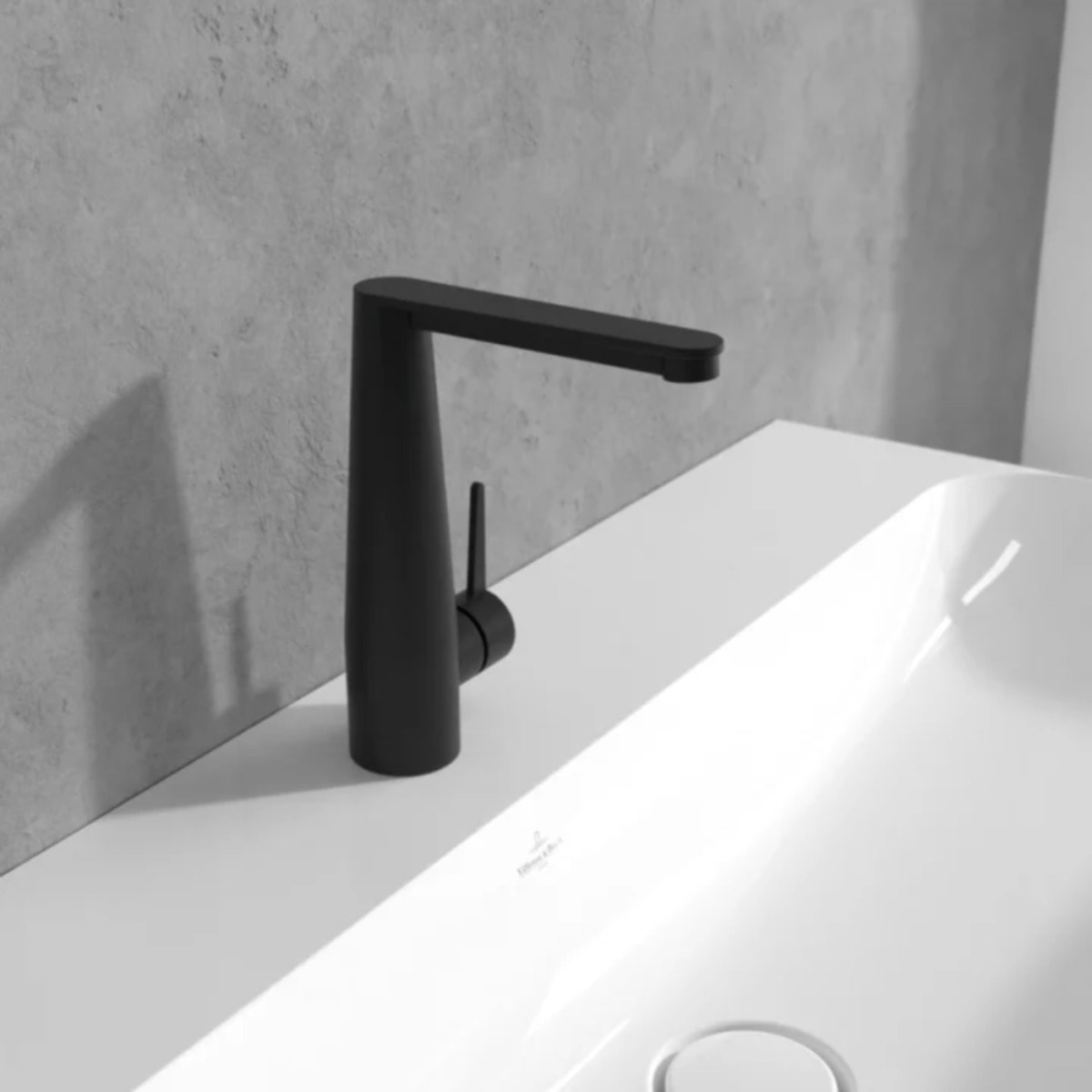 Mitigeur lavabo Conum ouverture côté avec vidage Push Open Noir mat