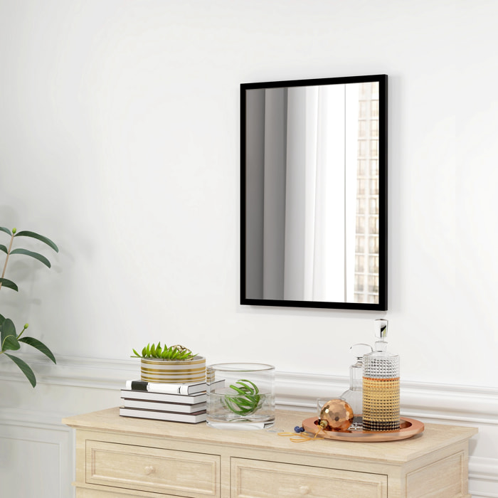 Miroir mural rectangulaire dim. 50L x 70H cm cadre MDF noir