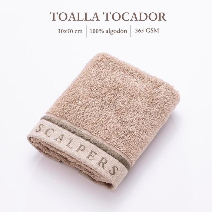 Toalla en algodón beige con rayas scalpers home