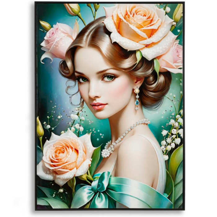 DIPINTO SU TELA LACCATO FANTASY C/CORNICE -B- CM 72X4X102