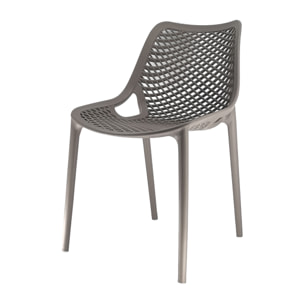 Set da, 4 Sedia Braga 2 In Polipropilene Tortora per soggiorno, cucina e arredo bar