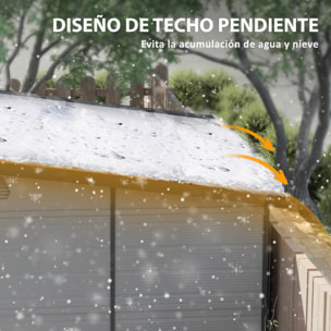 Caseta de Jardín Exterior, 3,24 m², 190x191x215 cm, Cobertizo de Jardín Exterior, Puerta Corredera con Pestillo, Ventana y Ventilación, para Almacenamiento de Herramientas, Gris Claro