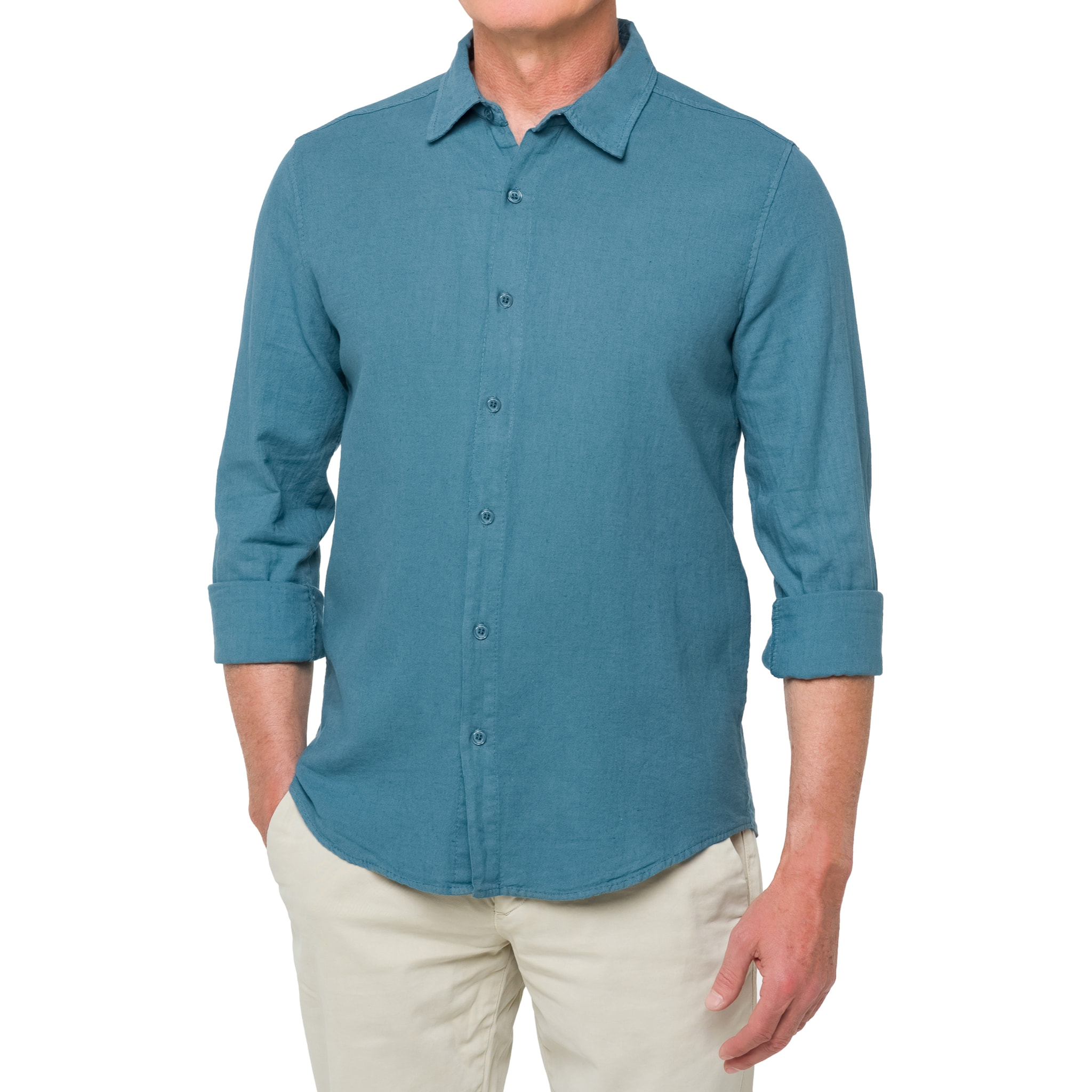 Camisa de lino Hot Buttered Saunders azul claro