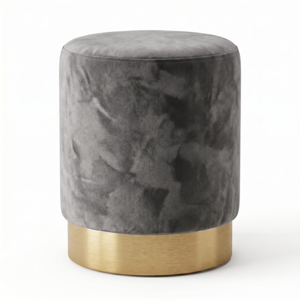 Pouf cilindrico in velluto con base dorata, sgabello imbottito elegante e resistente, seduta compatta salvaspazio, ideale per salotto camera ingresso e toeletta, design moderno glamour e versatile