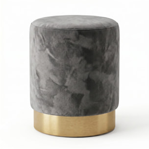 Pouf cilindrico in velluto con base dorata, sgabello imbottito elegante e resistente, seduta compatta salvaspazio, ideale per salotto camera ingresso e toeletta, design moderno glamour e versatile