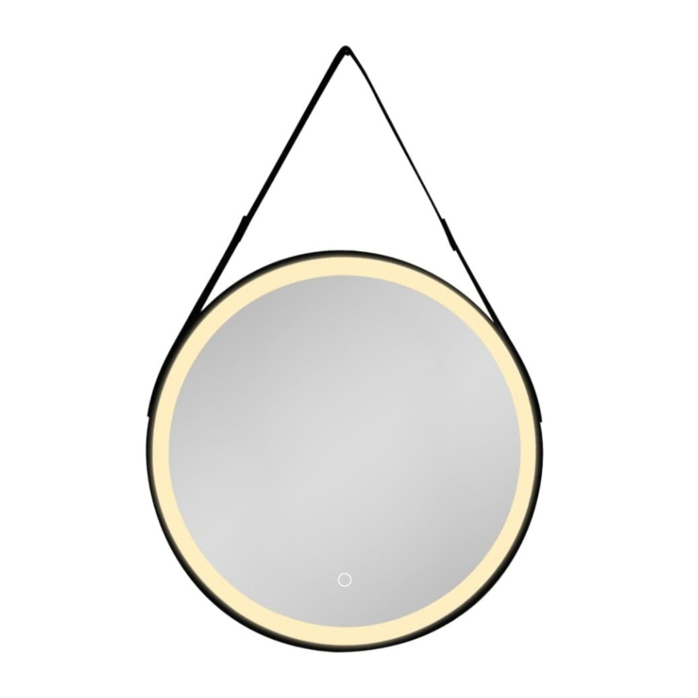 60x60 cm miroir suspendu rond avec éclairage LED et capteur, cadre en métal, noir (SATZREMLED60CE)