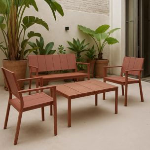 Salon de jardin 4 places en polypropylène brique PATIO