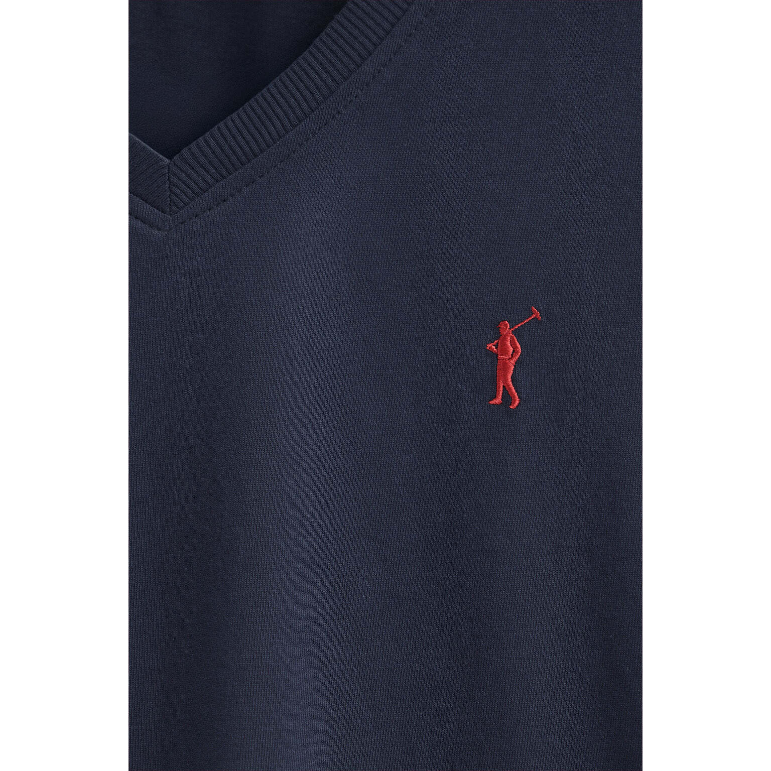 Camiseta azul marino con cuello pico y bordado Rigby Go
