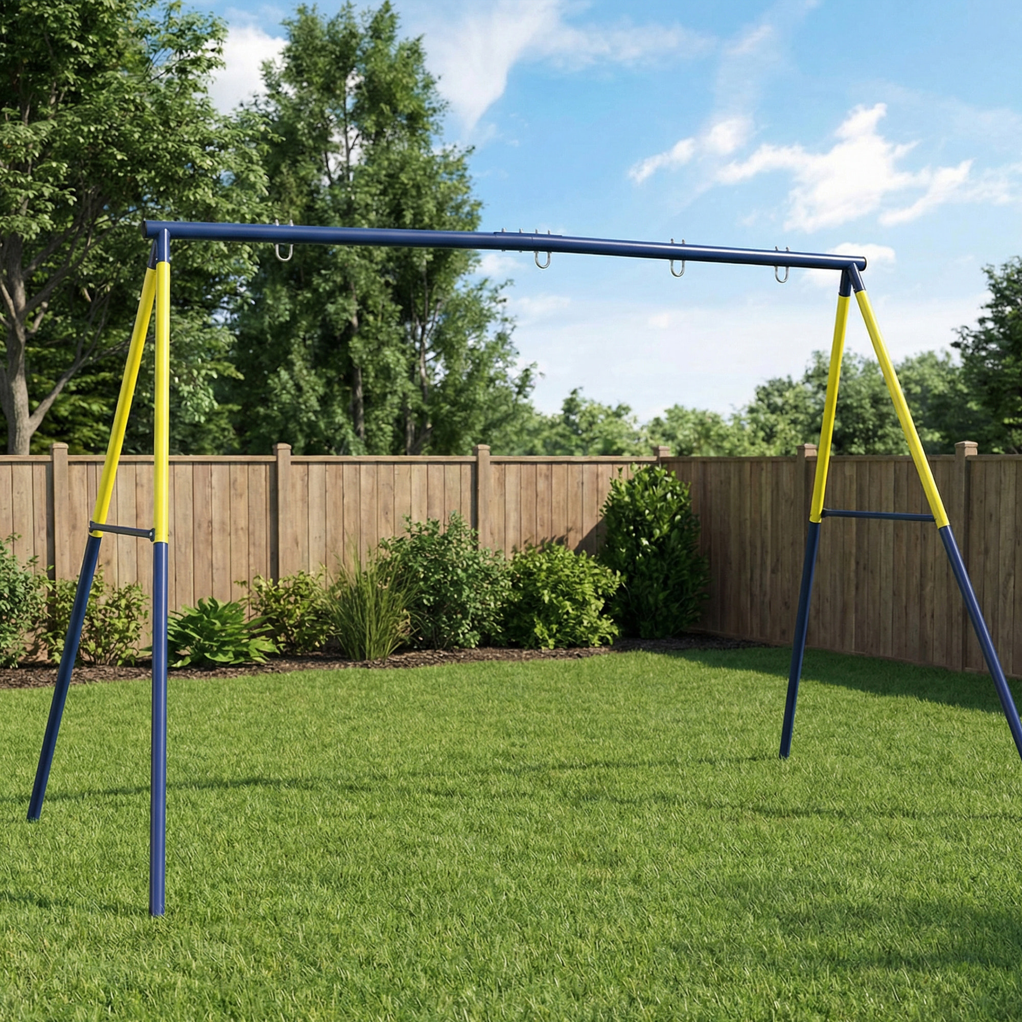 Estructura de Columpio Infantil, Estructura Metálica para 2 Columpios, Resistente para 150 kg, para Asiento, Nido y Escalera de Trepar, para Jardín, Balcón, 260x160x178 cm, Azul