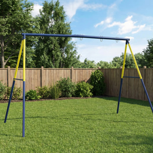 Estructura de Columpio Infantil, Estructura Metálica para 2 Columpios, Resistente para 150 kg, para Asiento, Nido y Escalera de Trepar, para Jardín, Balcón, 260x160x178 cm, Azul