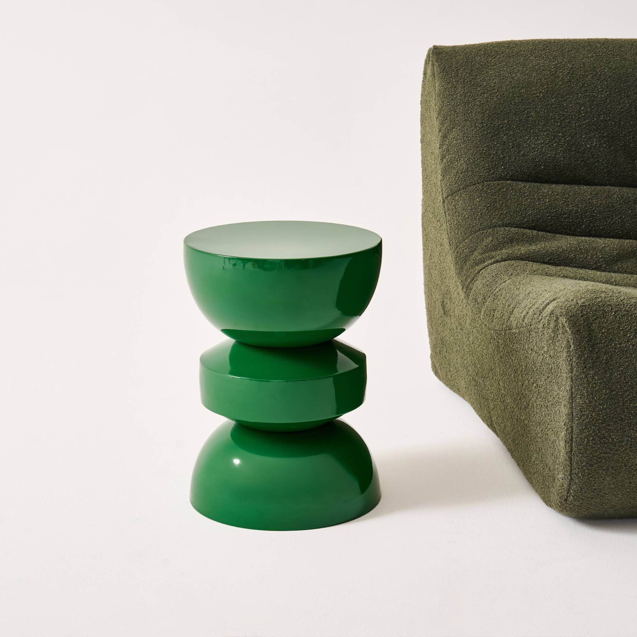Table d'appoint, bout de canapé, table de chevet métal effet glossy Ø32 x H44,5cm ASSA