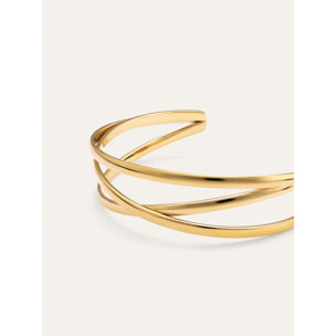 Brazalete Triple Diana Acero Baño Oro