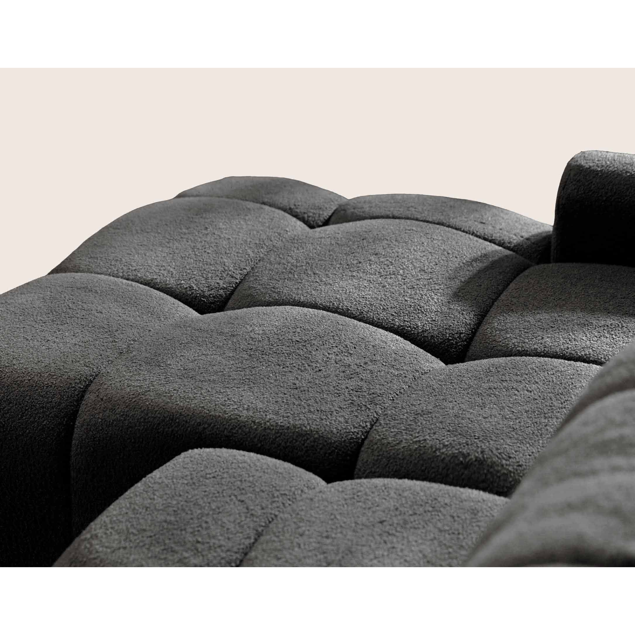 Yulin - Canapé d'angle gauche 4 places convertible avec coffre en tissu bouclette - Gris