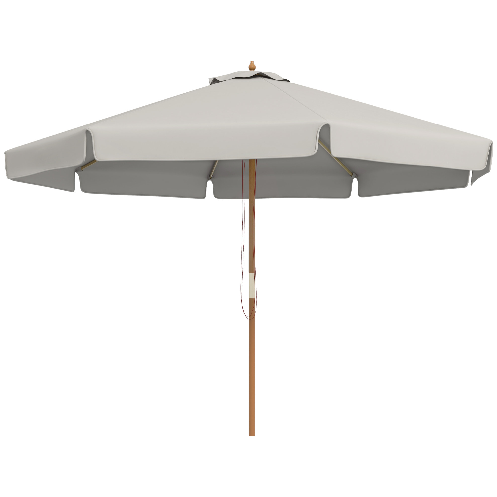 Sombrilla Terraza Exterior Ø325 cm Sombrilla de Jardín con Sistema de Polea Techo Ventilado 8 Varillas de Bambú y Poste de Madera Parasol para Patio Terraza Gris