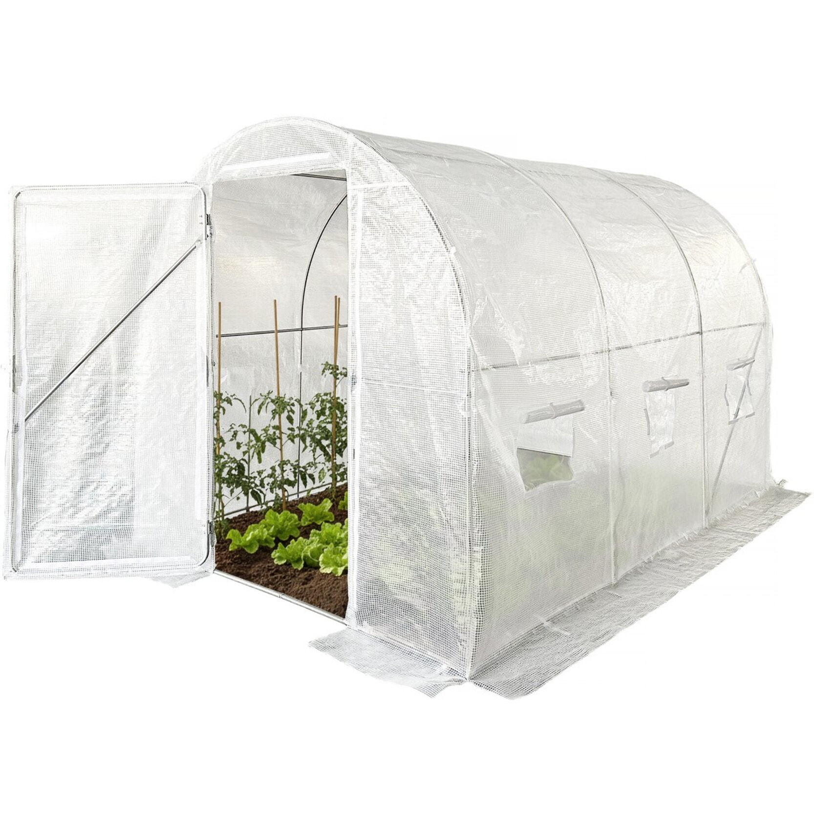 Serre tunelle de jardin avec porte 3 x 2 m "Mimosa" - 6 m² - 180g - Blanc